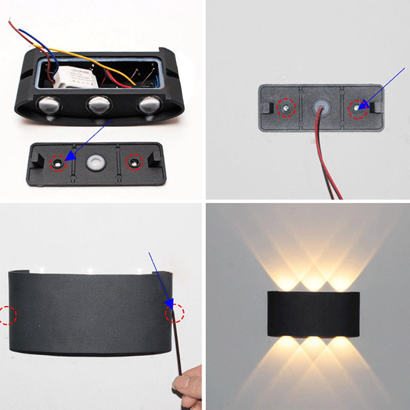 Éclairage mural de forme rectangulaire Métal de style moderne 1 lampe d'applications légères pour extérieur