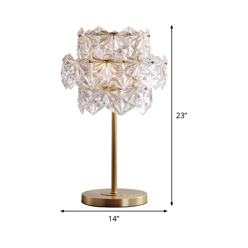 Zeitgenössische hexagonale Aufgabenbeleuchtung Eisblumenkristall 6 Köpfe Lesen Lampe in Gold