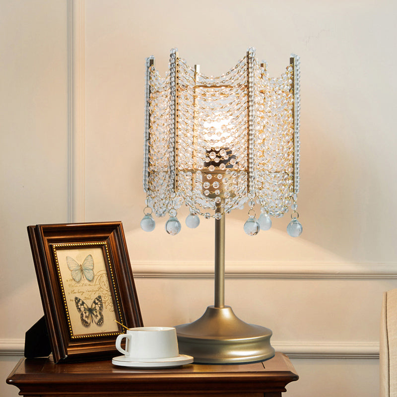 Lampada da tavolo con perline Lampada da scrivania modernista in cristallo smussato con 1 lampadina in oro/argento, larghezza 5,5"/7"