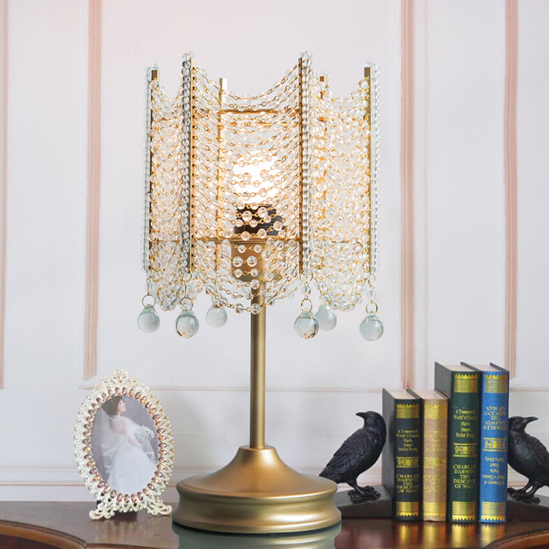 Lampada da tavolo con perline Lampada da scrivania modernista in cristallo smussato con 1 lampadina in oro/argento, larghezza 5,5"/7"