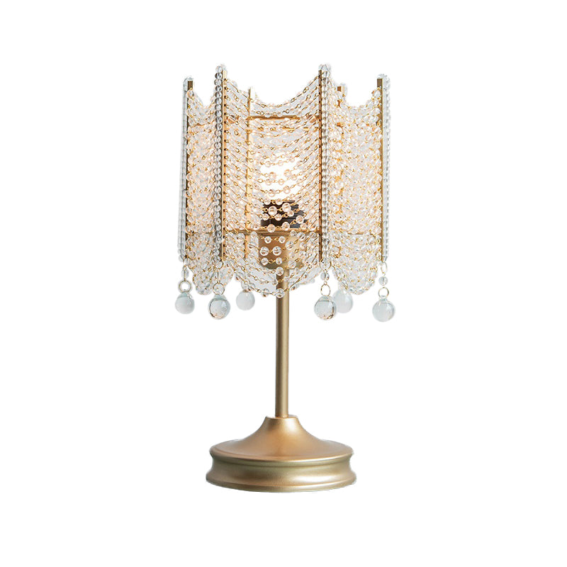 Lampada da tavolo con perline Lampada da scrivania modernista in cristallo smussato con 1 lampadina in oro/argento, larghezza 5,5"/7"
