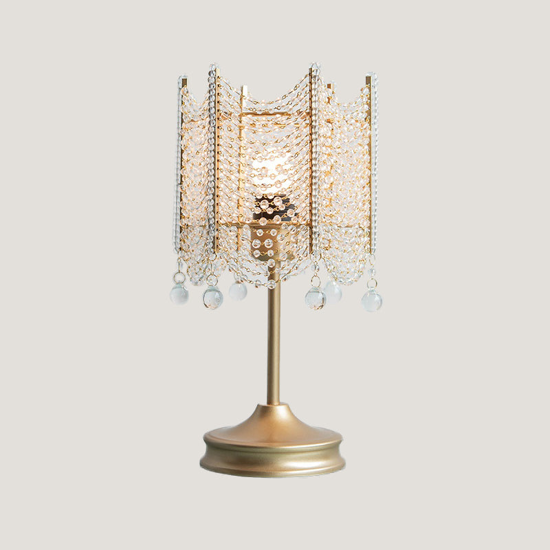 Lampada da tavolo con perline Lampada da scrivania modernista in cristallo smussato con 1 lampadina in oro/argento, larghezza 5,5"/7"