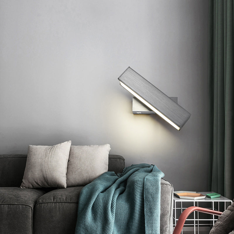 Rotatable Rectangle Wall Light Modern Style Metal 1-Light Wall Mount Light