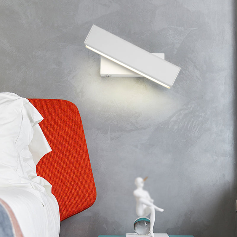 Rotatable Rectangle Wall Light Modern Style Metal 1-Light Wall Mount Light