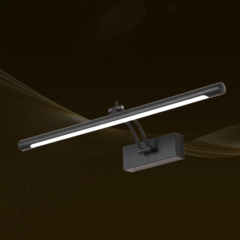 Metal Linear Wall Sconce Modern 1-Light Mirror Wall Mounted Light Fixture in Black Finish