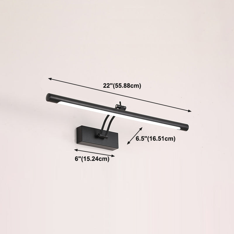 Metal Linear Wall Sconce Modern 1-Light Mirror Wall Mounted Light Fixture in Black Finish