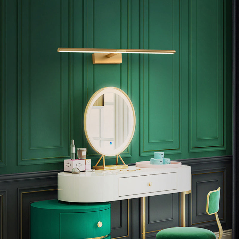 Metal Linear Shape Wall Sconce Modern Style 1 Light Mirror Wall Mount Light for Bathroom