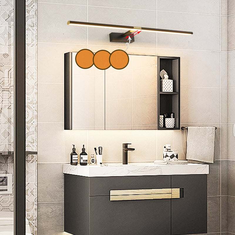 Metal Linear Shape Wall Sconce Modern Style 1 Light Mirror Wall Mount Light for Bathroom