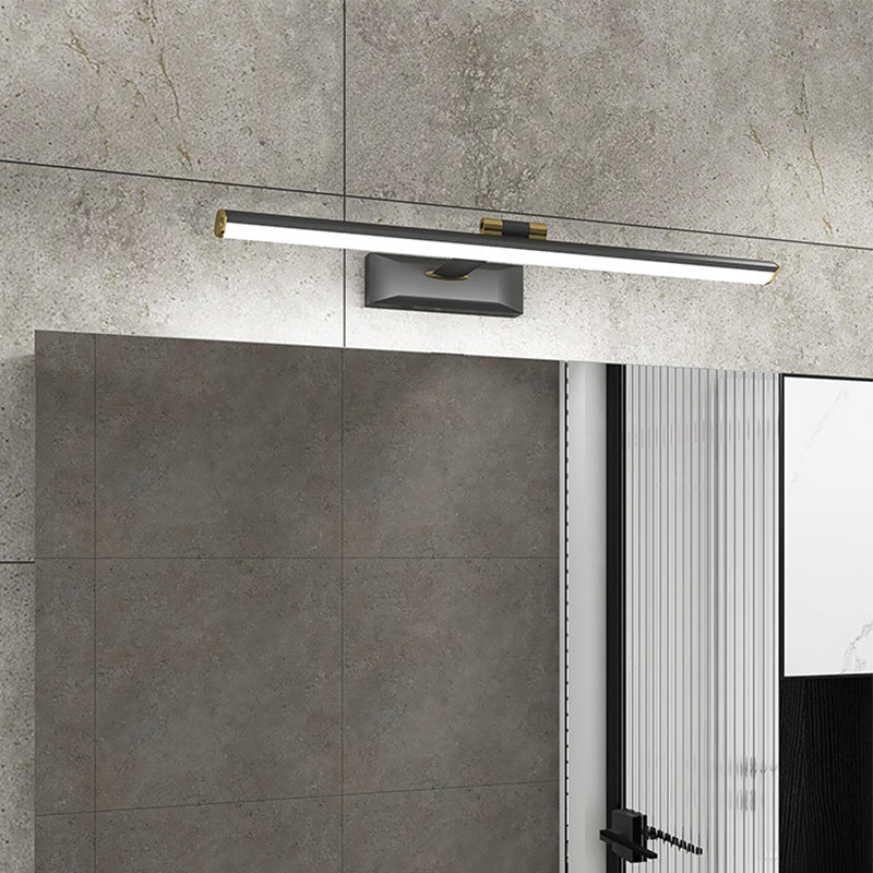 Linear Shape Metal Sconce Light Modern Style 1-Light Mirror Wall Mounted Lighting
