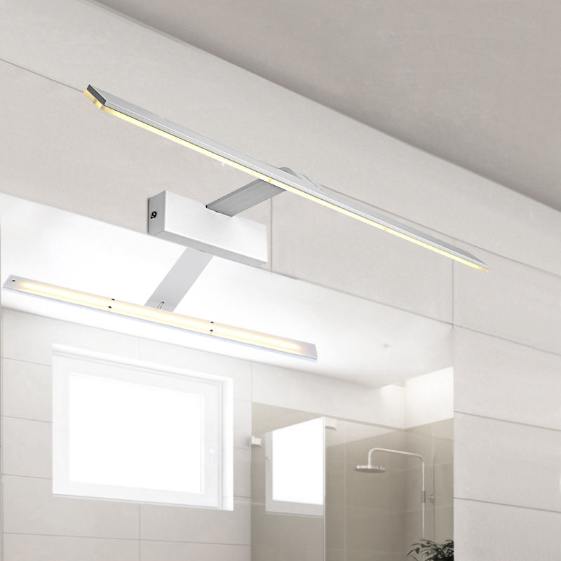 Linear Metal Wall Sconce Modern 1 Light Mirror Wall Mount Light Fixture in White