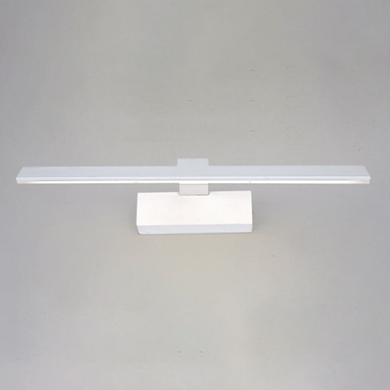 Linear Metal Wall Sconce Modern 1 Light Mirror Wall Mount Light Fixture in White
