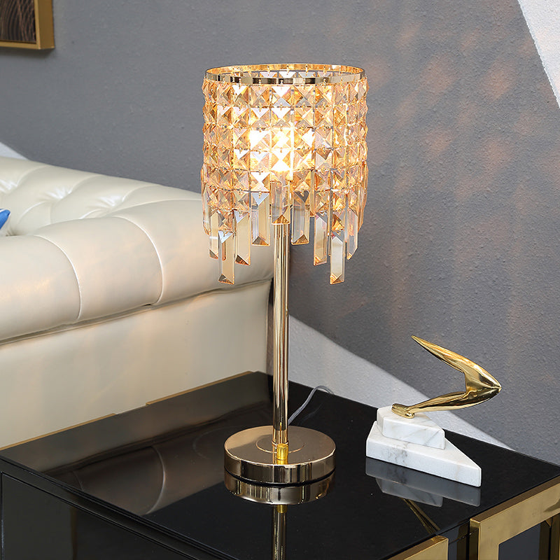 Contemporary Cylinder Task Light Amber / Clear Crystal 1 Bulbe Dining Salle Small Desk Lampe