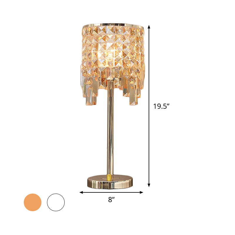 Contemporary Cylinder Task Light Amber / Clear Crystal 1 Bulbe Dining Salle Small Desk Lampe