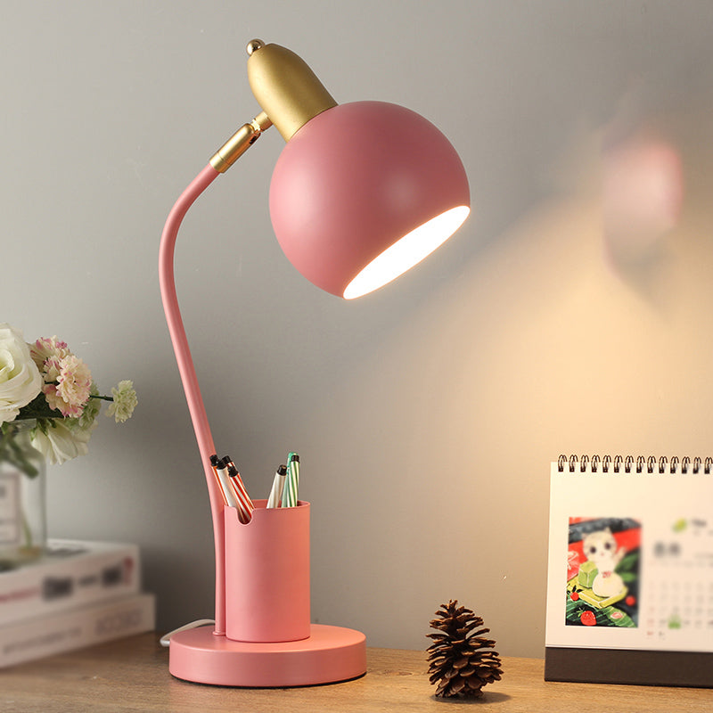 Modern Style Spherical Shape Table Light Metal 1 Light Nightstand Lamps for Bedside