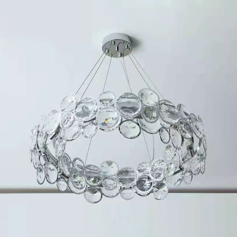 Modern Style Hanging Lights Round Crystal LED Chandelier for Living Room