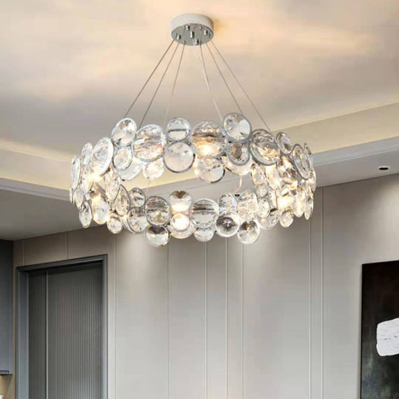 Modern Style Hanging Lights Round Crystal LED Chandelier for Living Room