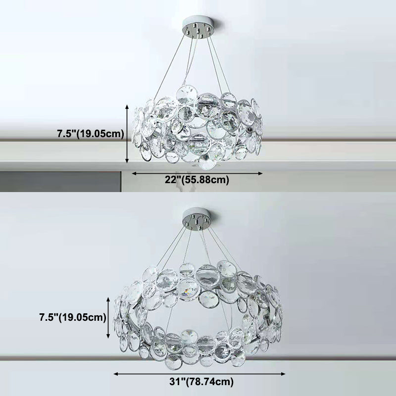 Modern Style Hanging Lights Round Crystal LED Chandelier for Living Room