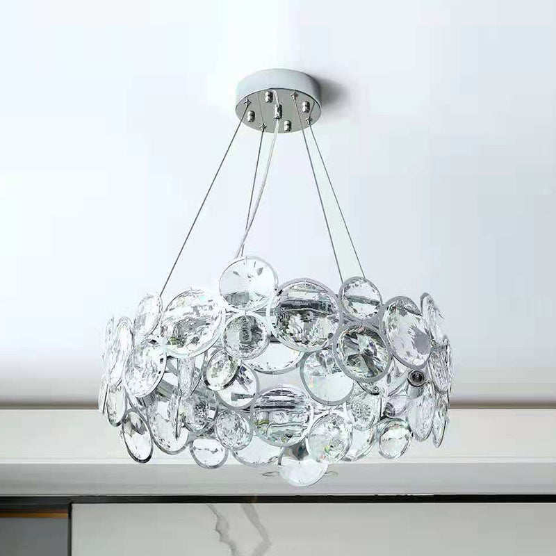 Modern Style Hanging Lights Round Crystal LED Chandelier for Living Room