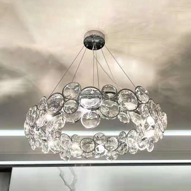 Modern Style Hanging Lights Round Crystal LED Chandelier for Living Room