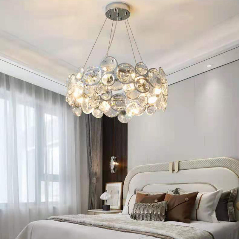 Modern Style Hanging Lights Round Crystal LED Chandelier for Living Room