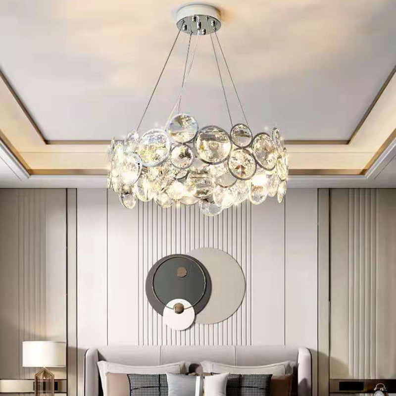 Modern Style Hanging Lights Round Crystal LED Chandelier for Living Room