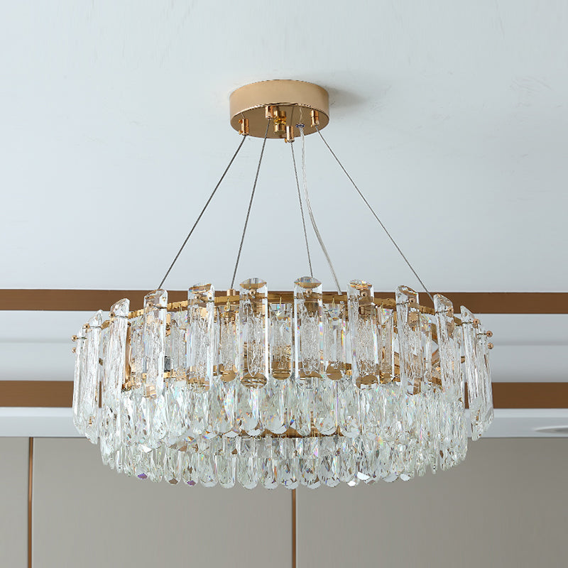 Luce lampadario a tonalità rotonda Luce a sospensione in cristallo in stile moderno per sala da pranzo