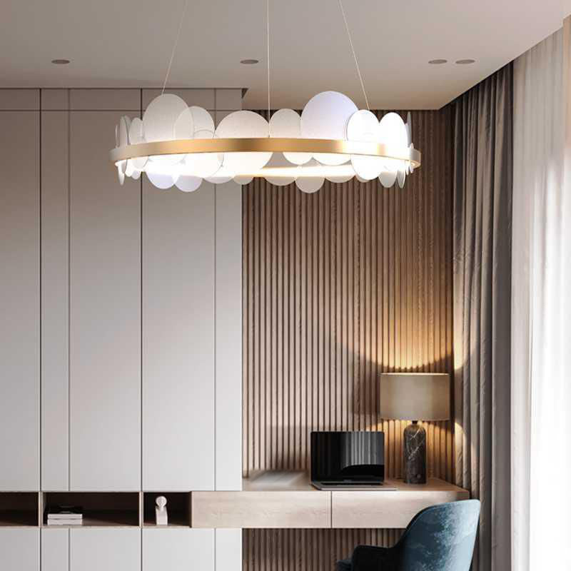 1-Light Suspension Light Modern Style Ring Shape Metal Acrylic Chandelier Light Fixtures