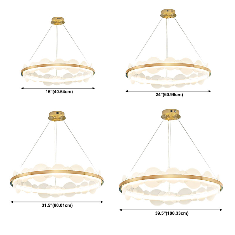 1-Light Suspension Light Modern Style Ring Shape Metal Acrylic Chandelier Light Fixtures