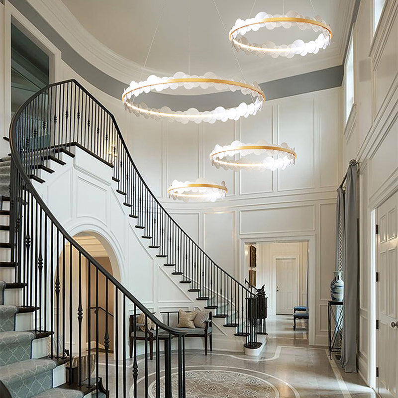 1-Light Suspension Light Modern Style Ring Shape Metal Acrylic Chandelier Light Fixtures