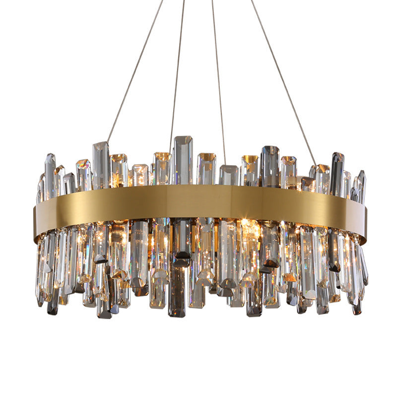 Round Shape Hanging Lights Crystal Modern Chandelier in Gold for Living Room