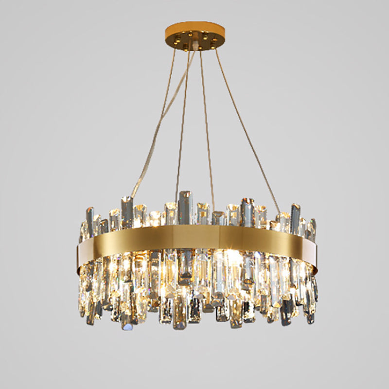Round Shape Hanging Lights Crystal Modern Chandelier in Gold for Living Room