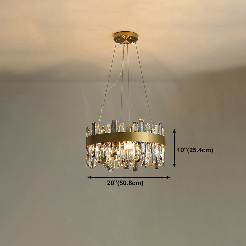 Round Shape Hanging Lights Crystal Modern Chandelier in Gold for Living Room