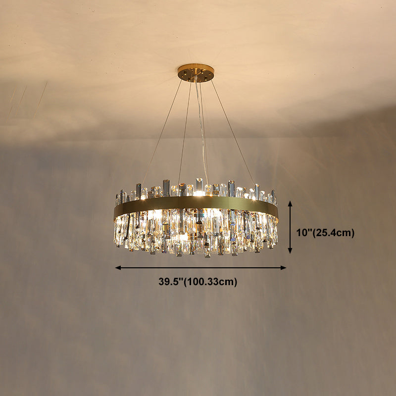 Round Shape Hanging Lights Crystal Modern Chandelier in Gold for Living Room