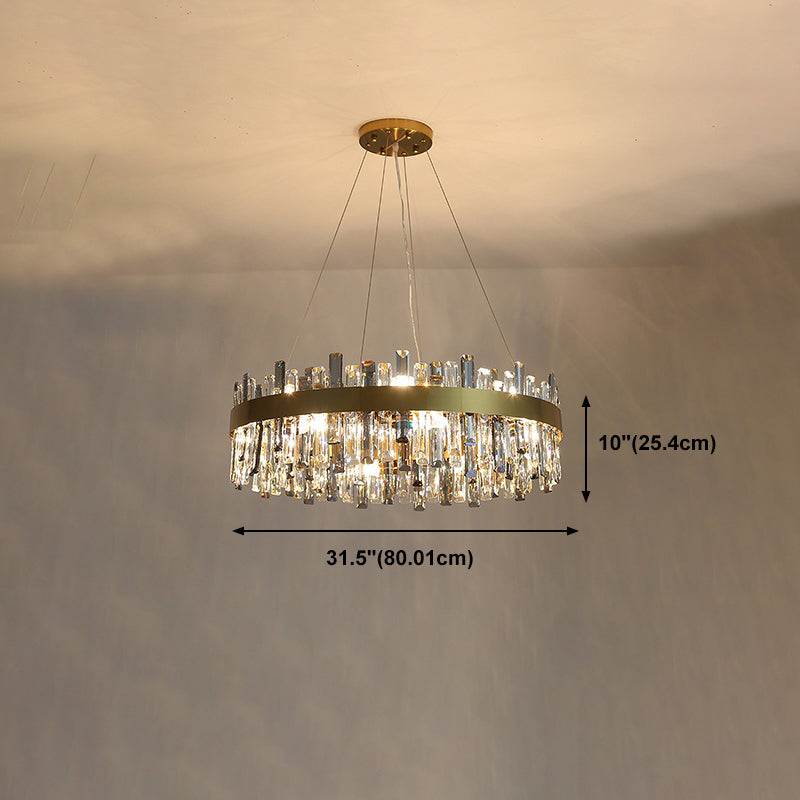 Round Shape Hanging Lights Crystal Modern Chandelier in Gold for Living Room