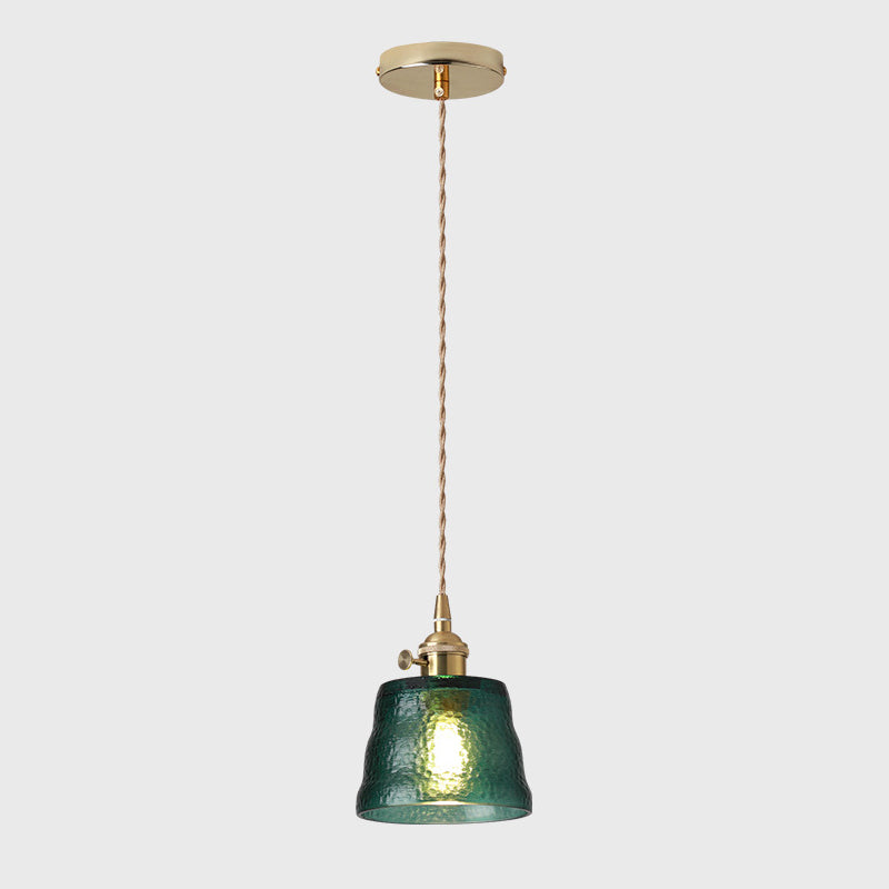 Geometry Shade Hanging Lighting Industrial Style Glass 1 Light Pendant Lamp for Bedside