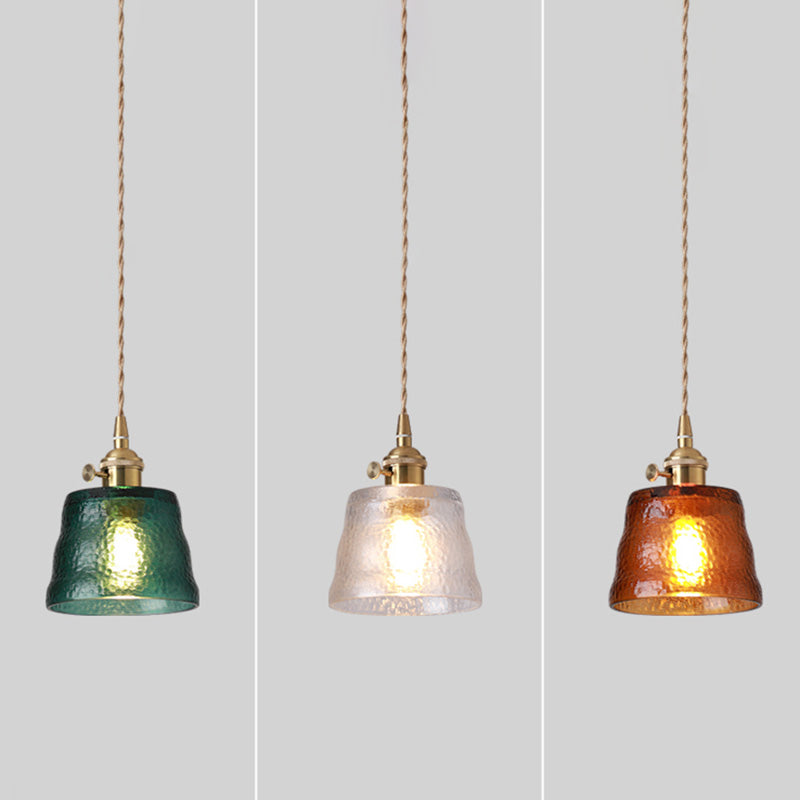 Geometry Shade Hanging Lighting Industrial Style Glass 1 Light Pendant Lamp for Bedside