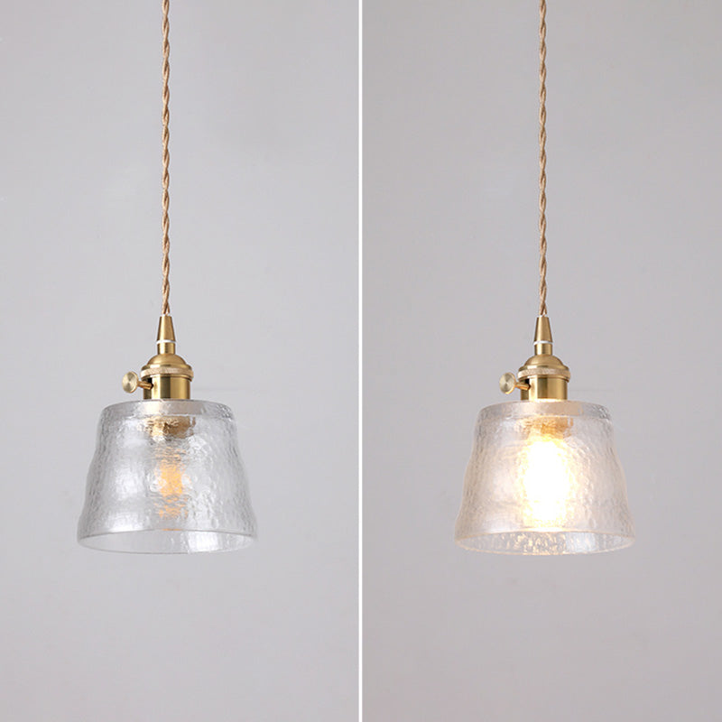 Geometry Shade Hanging Lighting Industrial Style Glass 1 Light Pendant Lamp for Bedside