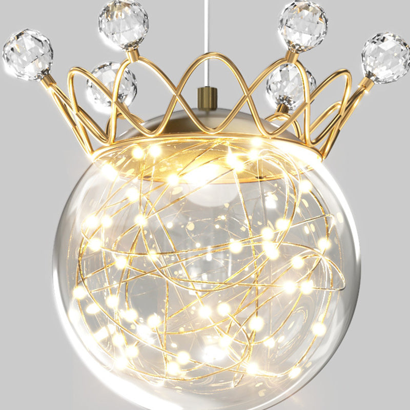 1 Light Spherical Hanging Pendant Modern Style Glass Hanging Lighting for Bedside