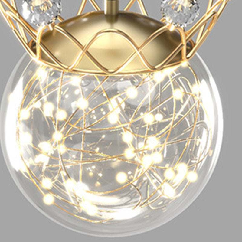 1 Light Spherical Hanging Pendant Modern Style Glass Hanging Lighting for Bedside