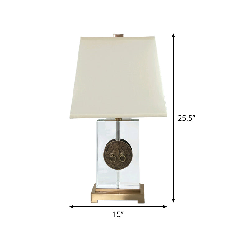 Scrivania in tessuto rettangolare luce modernista cristallo chiaro 1 lampada da tavolo notturna in oro