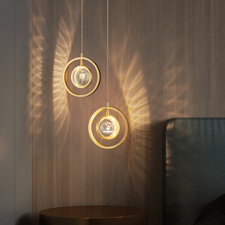 Forme sphérique de style moderne Hanging Light Crystal 1 Lumière Lumière suspendue en or