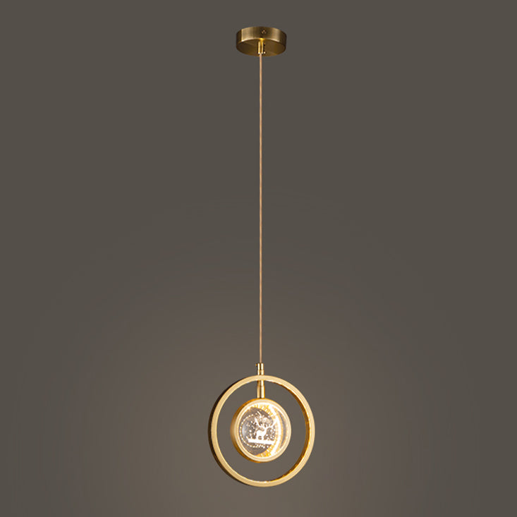 Forme sphérique de style moderne Hanging Light Crystal 1 Lumière Lumière suspendue en or