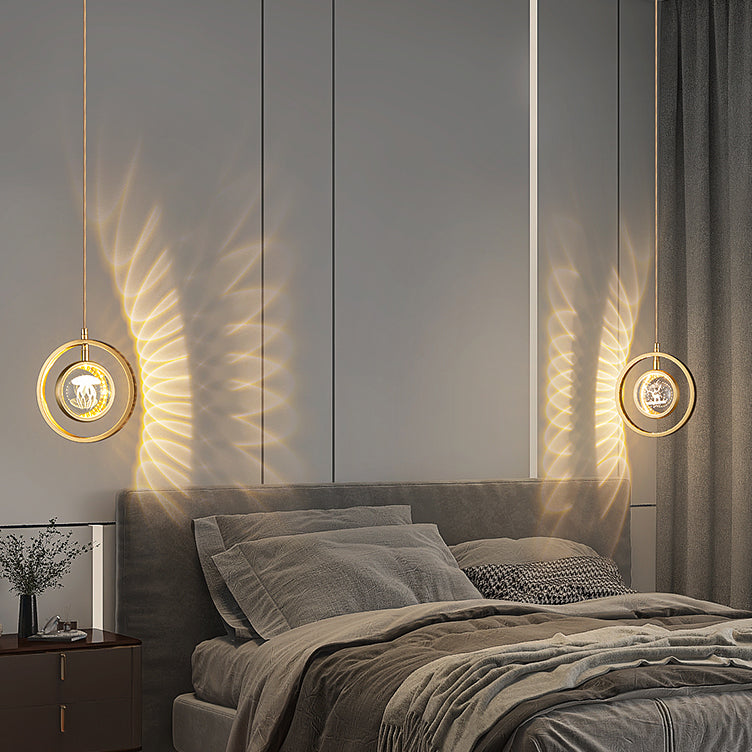 Forme sphérique de style moderne Hanging Light Crystal 1 Lumière Lumière suspendue en or