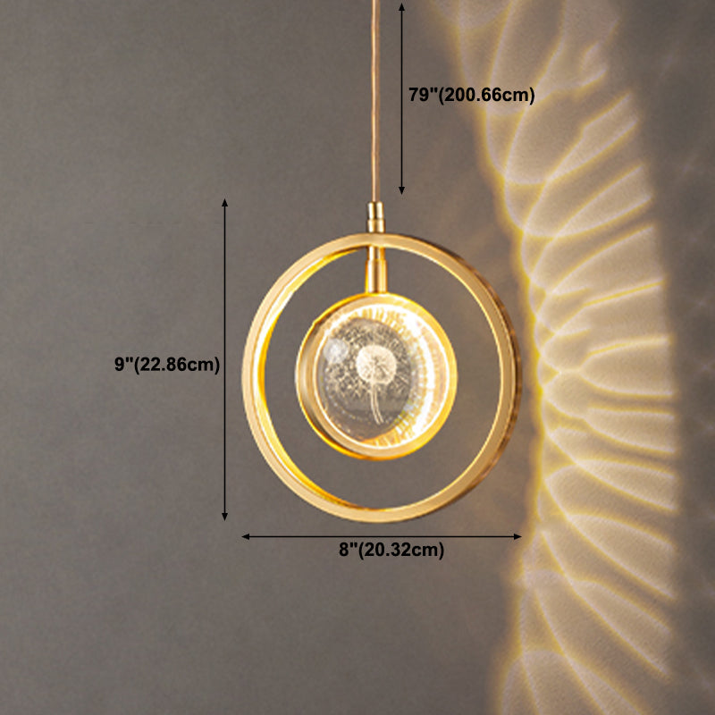 Forme sphérique de style moderne Hanging Light Crystal 1 Lumière Lumière suspendue en or