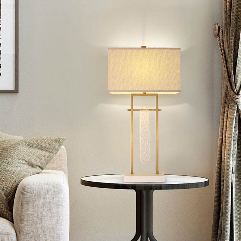 Modernistische rechthoekige leeslamp stof 1 lamp nachtkastje lamp in wit voor slaapkamer