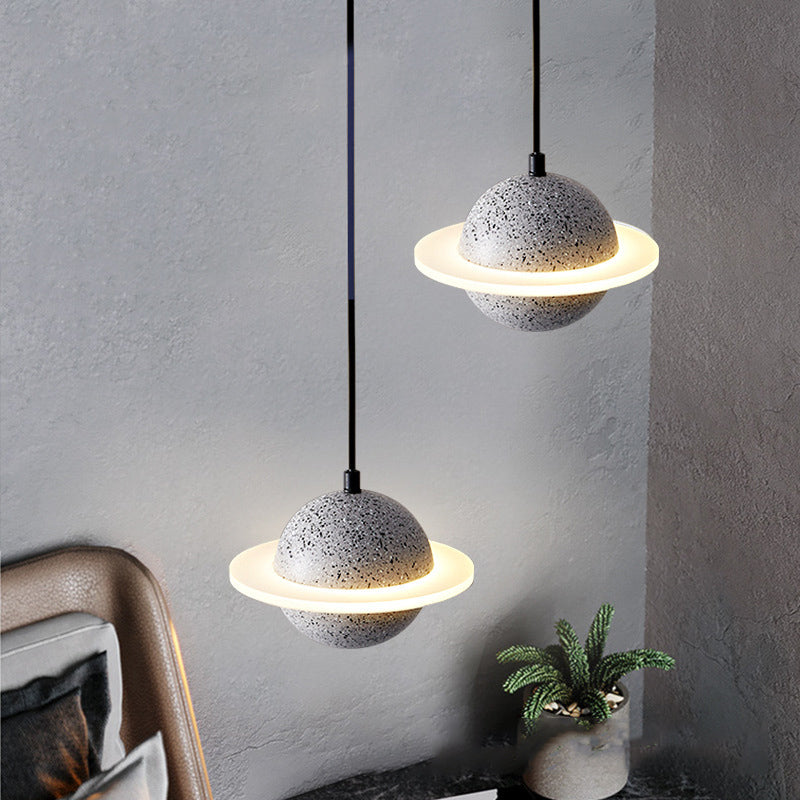Multi lumières Suspension Round Pendentif Modern Style Stone Down Lighting