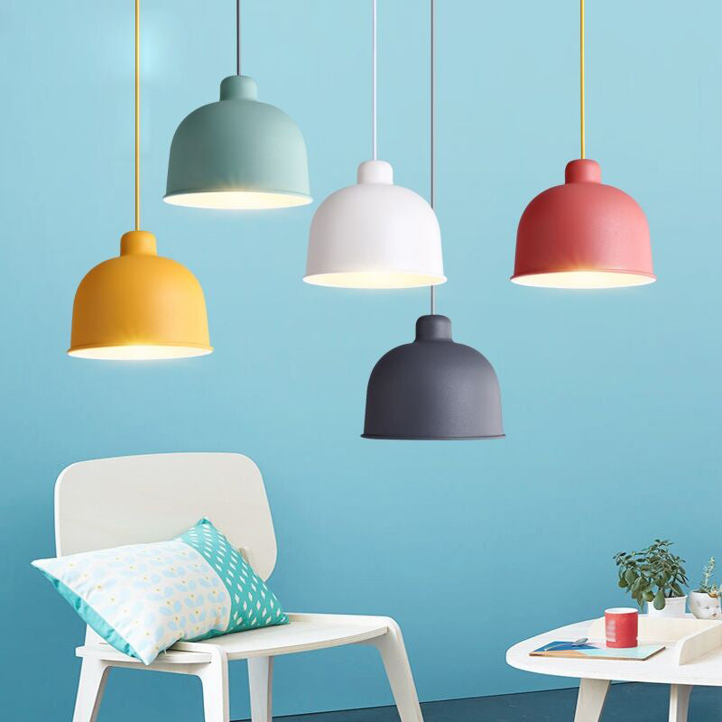 Colorful Dome Pendant Light Modern Metal Hanging Pendant for Living Room