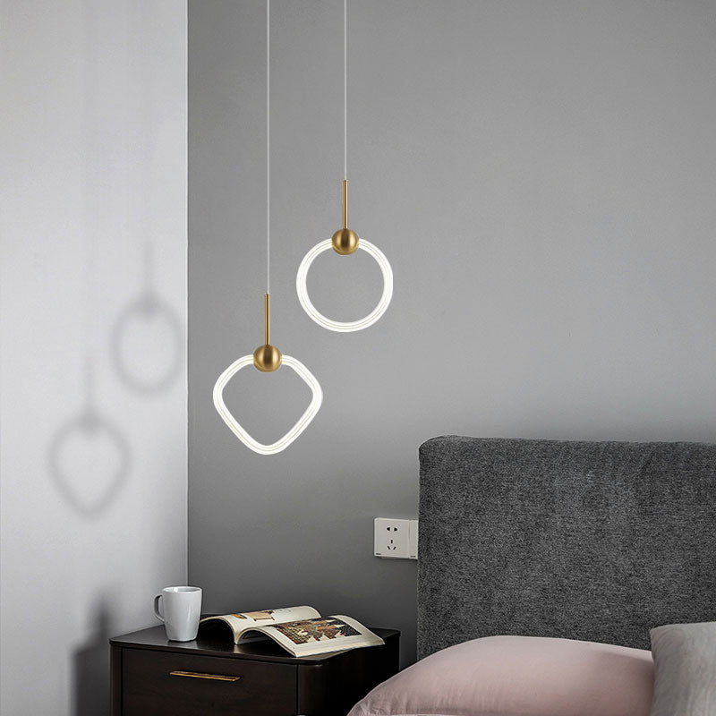 Modern Gold Pendant Light Metal Geometric Hanging Pendant for Living Room