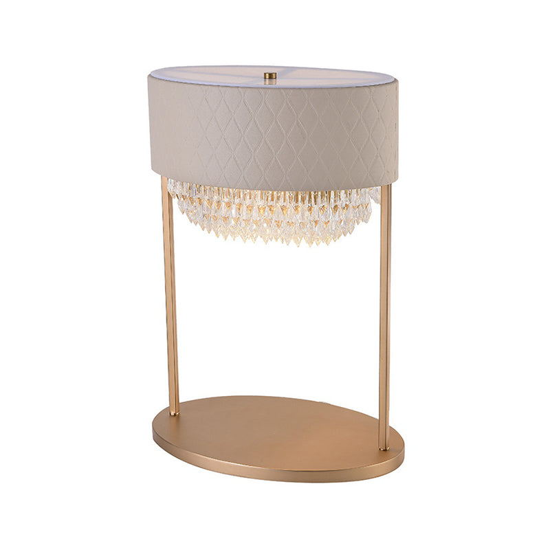 Lampe de bureau à plusieurs niveaux moderniste 1 bulbe à facette de table en cristal clair avec de l'ombre en cuir