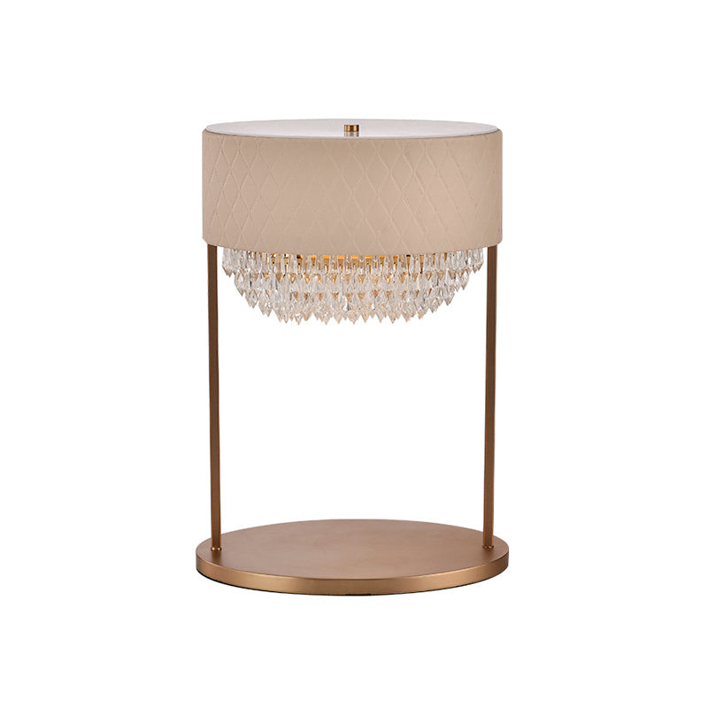Lampe de bureau à plusieurs niveaux moderniste 1 bulbe à facette de table en cristal clair avec de l'ombre en cuir